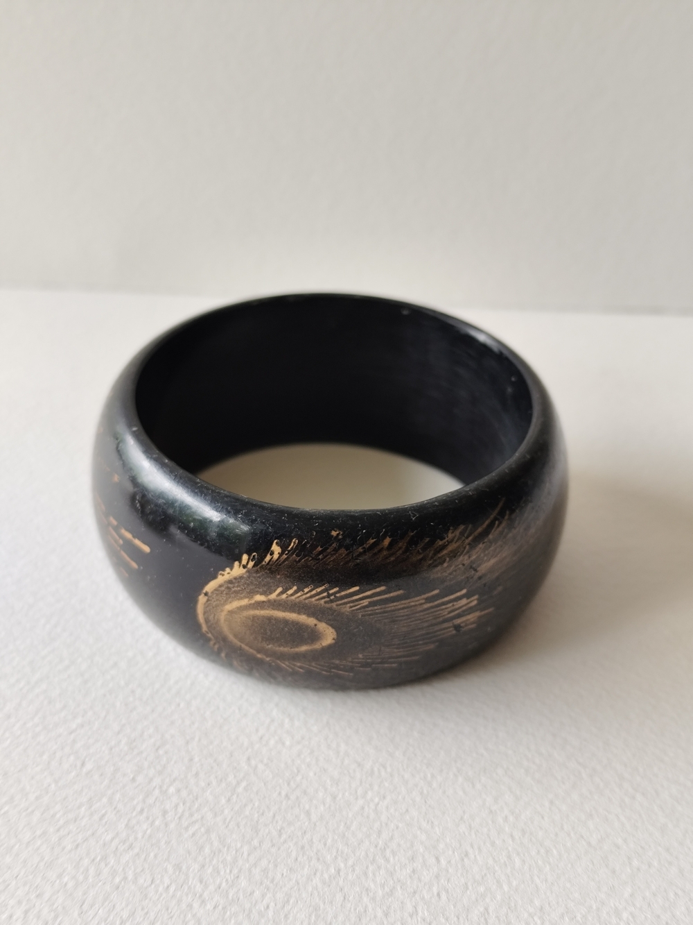 Vintage Black & Gold Peacock Bangle - Picture 1 of 6
